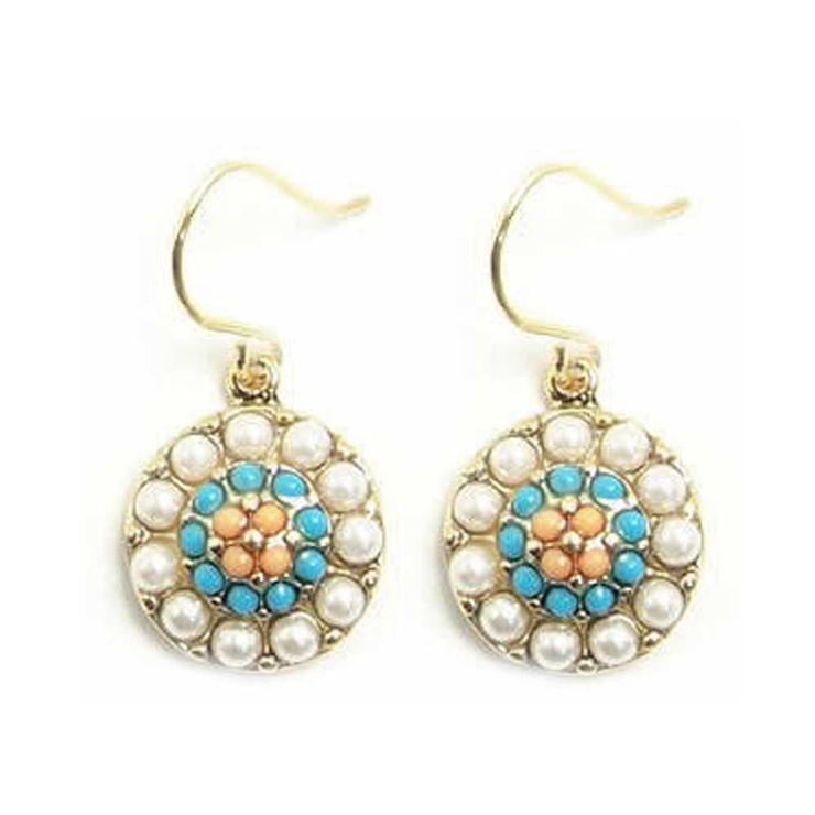 ターコイズ×オレンジピンク | ピアス サージカルステンレス パール＆カラービーズ | ピアス専門店HOMESLICEPRODUCTIONS