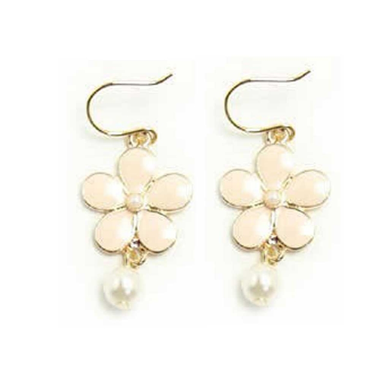 ピンク | ピアス サージカルステンレス フラワー＆パール 1ペア レディース 両耳用 | ピアス専門店HOMESLICEPRODUCTIONS