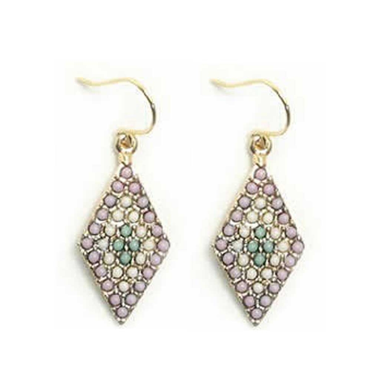 ラベンダー×WH×ミルキーグリーン | ピアス サージカルステンレス カラービーズ ダイヤ 1ペア レディース 両耳用 | ピアス専門店HOMESLICEPRODUCTIONS