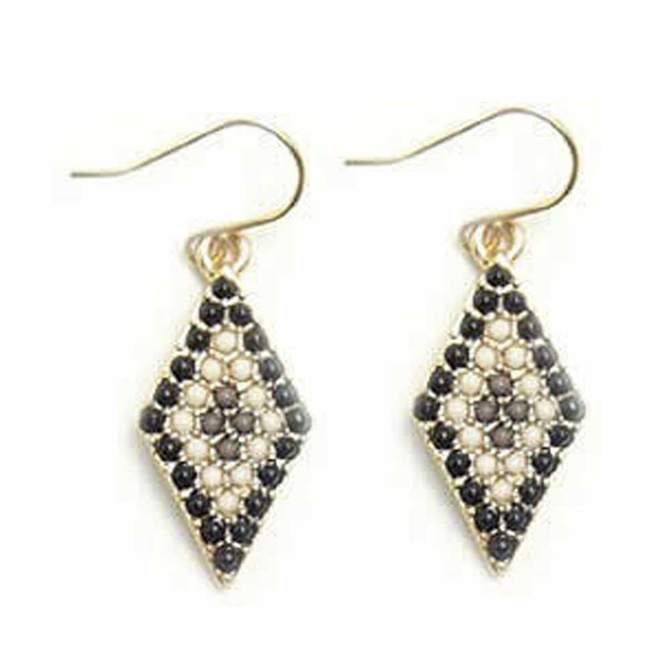 ブラック×WH×グレー | ピアス サージカルステンレス カラービーズ ダイヤ 1ペア レディース 両耳用 | ピアス専門店HOMESLICEPRODUCTIONS