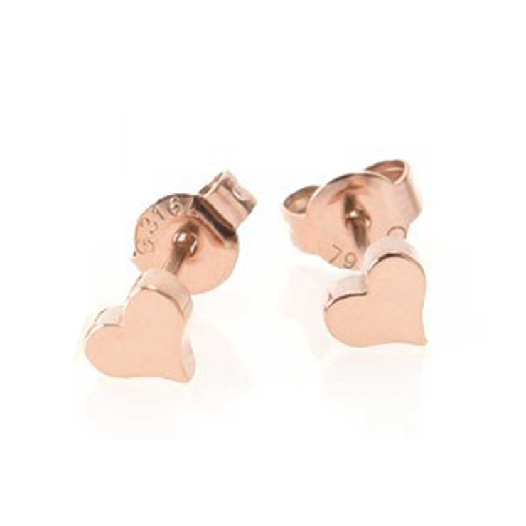 ピンクゴールド | ピアス サージカルステンレス ミニフラットハート 1ペア レディース 両耳用 | ピアス専門店HOMESLICEPRODUCTIONS