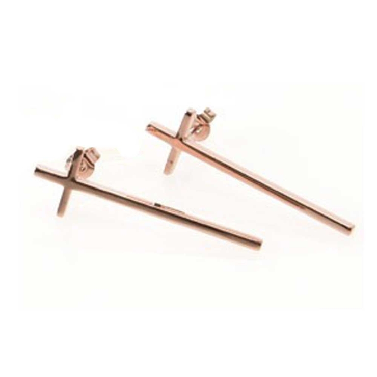 ピンクゴールド | ピアス サージカルステンレス ロングクロス 1ペア レディース 両耳用 | ピアス専門店HOMESLICEPRODUCTIONS