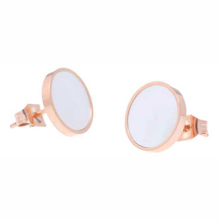 ホワイト | ピアス サージカルステンレス エッジ ラウンド 1ペア レディース 両耳用 | ピアス専門店HOMESLICEPRODUCTIONS