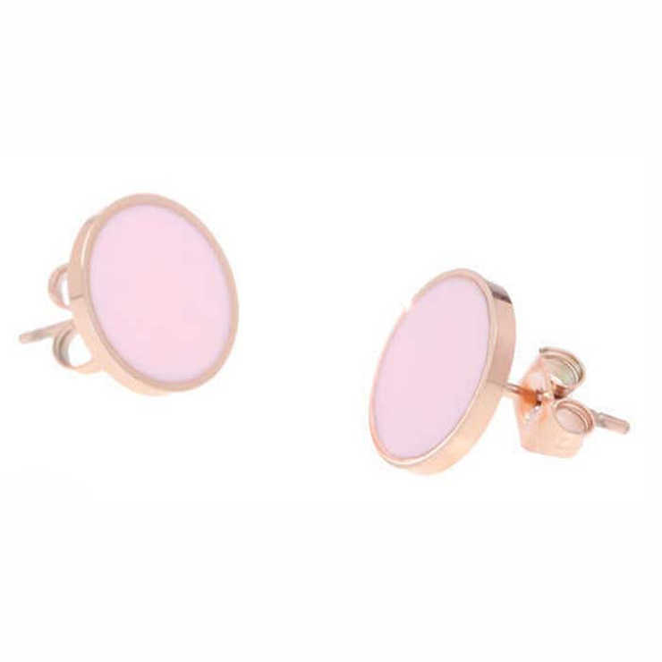 ピンク | ピアス サージカルステンレス エッジ ラウンド 1ペア レディース 両耳用 | ピアス専門店HOMESLICEPRODUCTIONS