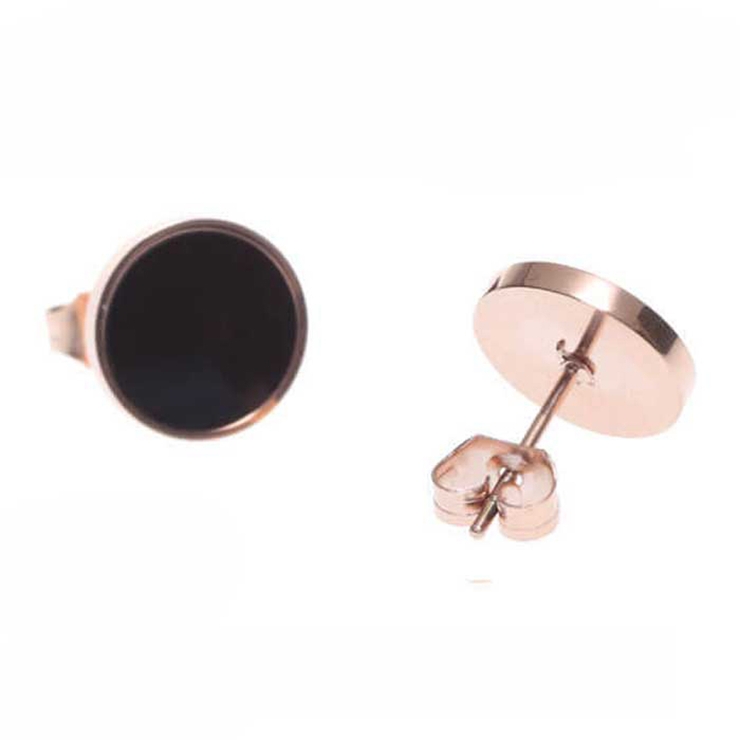 ブラック | ピアス サージカルステンレス エッジ ラウンド 1ペア レディース 両耳用 | ピアス専門店HOMESLICEPRODUCTIONS