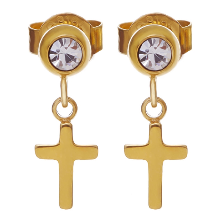 ゴールド | ピアス サージカルステンレス ミニクロス 1ペア レディース 両耳用 | ピアス専門店HOMESLICEPRODUCTIONS