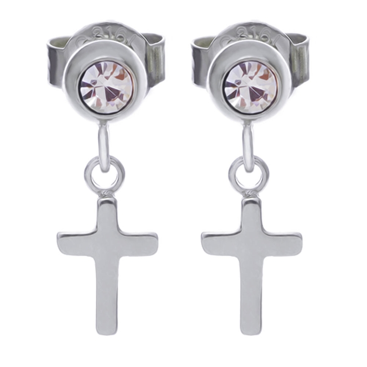 シルバー | ピアス サージカルステンレス ミニクロス 1ペア レディース 両耳用 | ピアス専門店HOMESLICEPRODUCTIONS