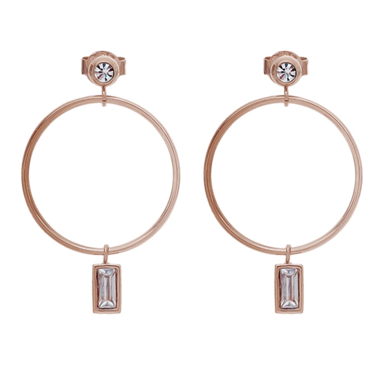 ピンクゴールド | ピアス サージカルステンレス レクタングルジュエル | ピアス専門店HOMESLICEPRODUCTIONS