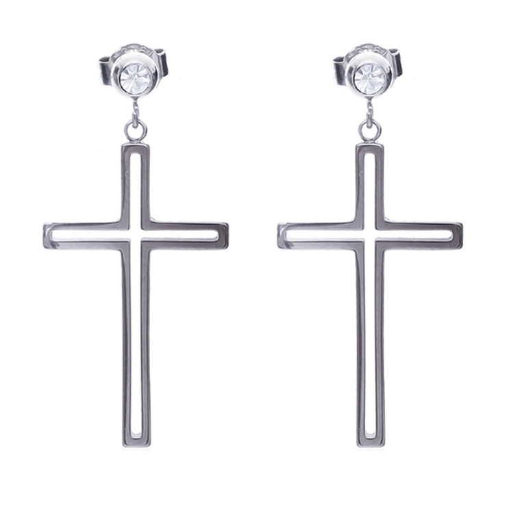 シルバー | ピアス サージカルステンレス フレームクロス 1ペア レディース 両耳用 | ピアス専門店HOMESLICEPRODUCTIONS