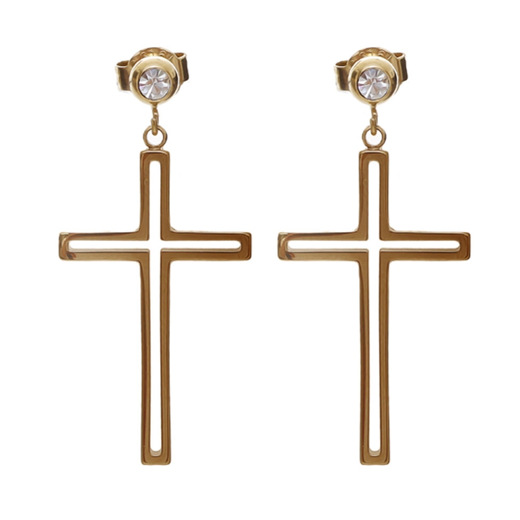 ゴールド | ピアス サージカルステンレス フレームクロス 1ペア レディース 両耳用 | ピアス専門店HOMESLICEPRODUCTIONS