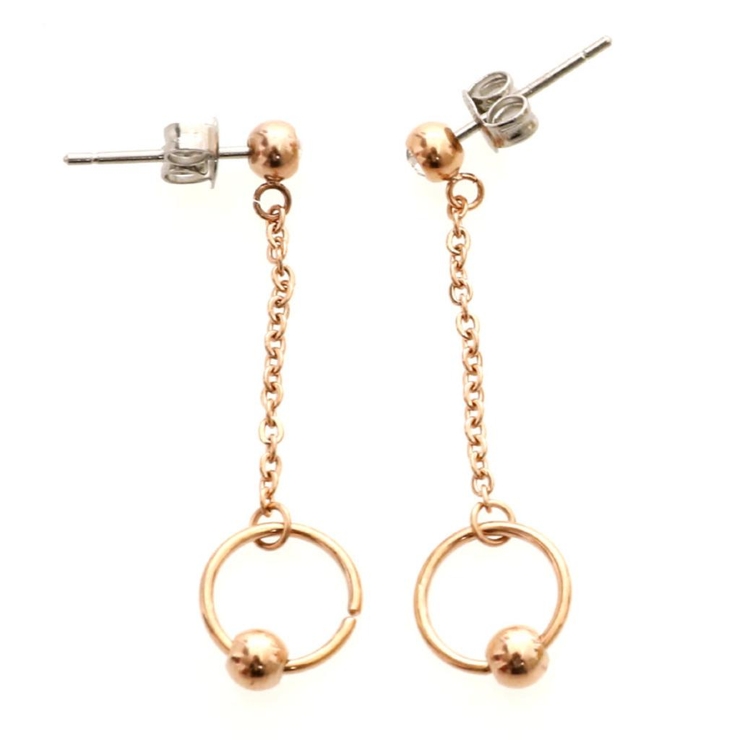 ピンクゴールド | ピアス サージカルステンレス シンプルフープボール | ピアス専門店HOMESLICEPRODUCTIONS