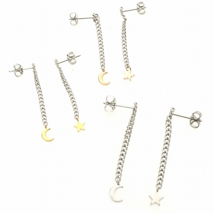 ピアス サージカルステンレス ムーン＆スターチェーン | ピアス専門店HOMESLICEPRODUCTIONS | 詳細画像1 