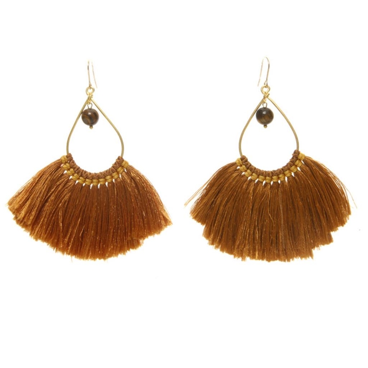 グレー | ピアス サージカルステンレス ビーズ＆フリンジ 1ペア レディース 両耳用 | ピアス専門店HOMESLICEPRODUCTIONS