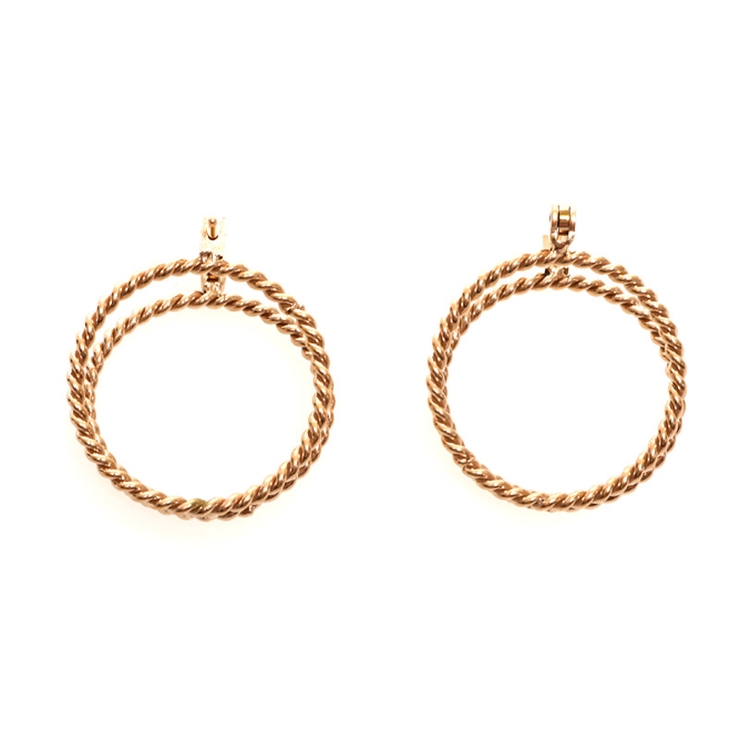 ピンクゴールド | ピアス サージカルステンレス ウェーブダブルラウンド | ピアス専門店HOMESLICEPRODUCTIONS