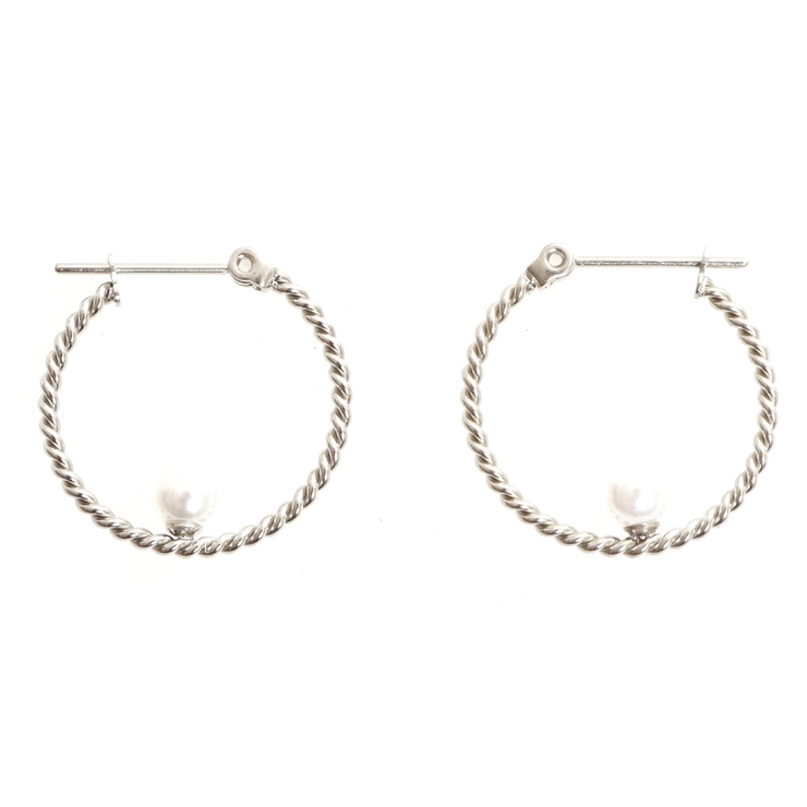 シルバー | ピアス サージカルステンレス パールオンフープ 1ペア レディース 両耳用 | ピアス専門店HOMESLICEPRODUCTIONS