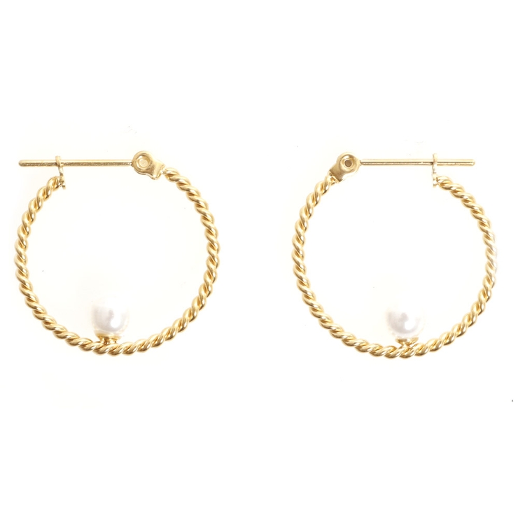 ゴールド | ピアス サージカルステンレス パールオンフープ 1ペア レディース 両耳用 | ピアス専門店HOMESLICEPRODUCTIONS