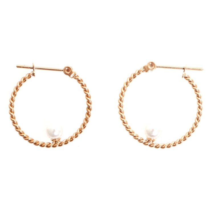 ピンクゴールド | ピアス サージカルステンレス パールオンフープ 1ペア レディース 両耳用 | ピアス専門店HOMESLICEPRODUCTIONS