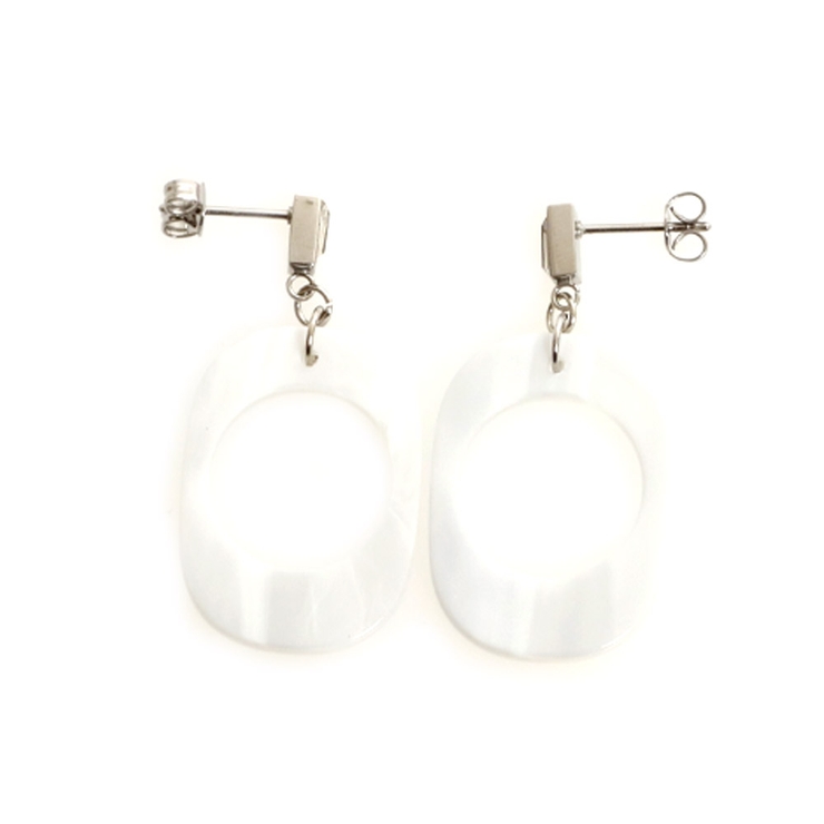 ホワイト | ピアス サージカルステンレス ラウンドホール 1ペア レディース 両耳用 | ピアス専門店HOMESLICEPRODUCTIONS