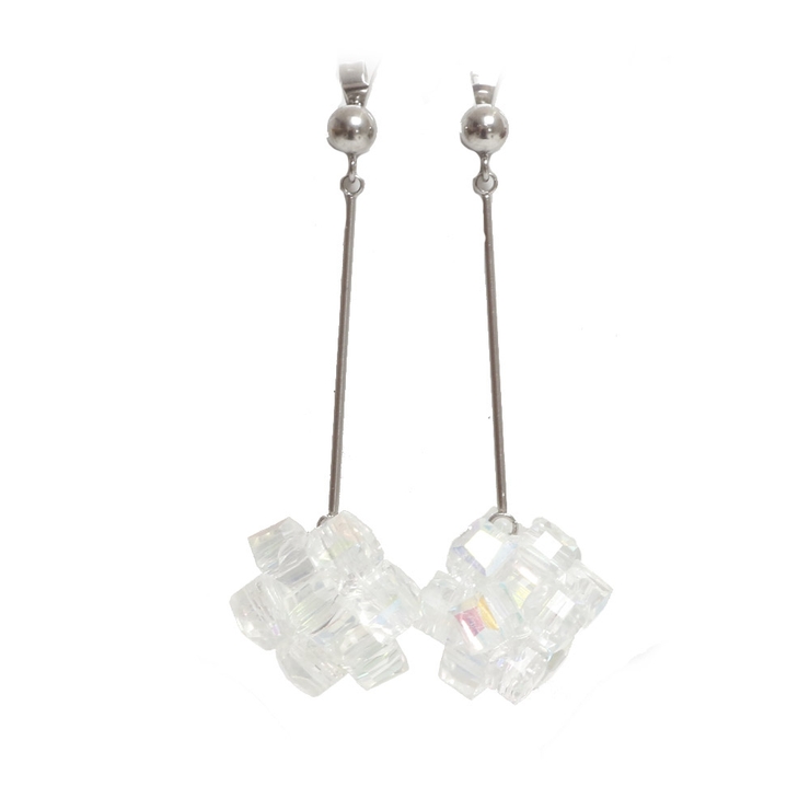 シルバー×AB | ピアス サージカルステンレス ビーズフラワー 1ペア レディース 両耳用 | ピアス専門店HOMESLICEPRODUCTIONS