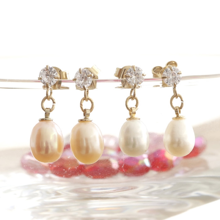 ピアス サージカルステンレス CZ＆淡水パール 1ペア レディース 両耳用 | ピアス専門店HOMESLICEPRODUCTIONS | 詳細画像3 