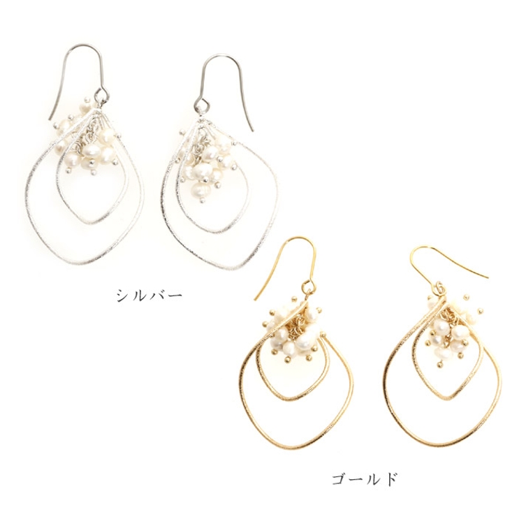 ピアス サージカルステンレス ウェービングフレーム＆淡水パール | ピアス専門店HOMESLICEPRODUCTIONS | 詳細画像2 