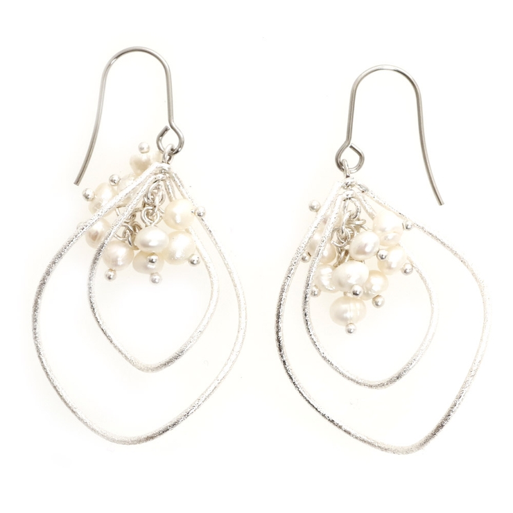 シルバー | ピアス サージカルステンレス ウェービングフレーム＆淡水パール | ピアス専門店HOMESLICEPRODUCTIONS