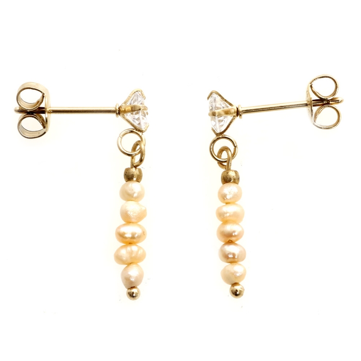 オレンジピンクパール | ピアス サージカルステンレス ジュエル＆ミニ淡水パール | ピアス専門店HOMESLICEPRODUCTIONS