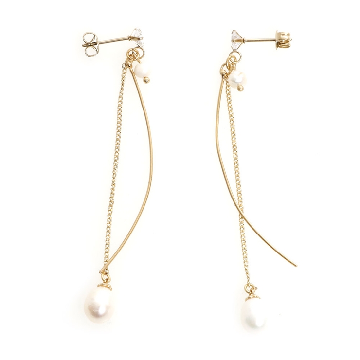 ゴールド | ピアス サージカルステンレス チェーン＆カーブスティック | ピアス専門店HOMESLICEPRODUCTIONS