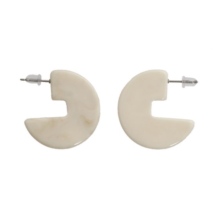 ホワイト | ピアス サージカルステンレス ユニークハーフサークル | ピアス専門店HOMESLICEPRODUCTIONS