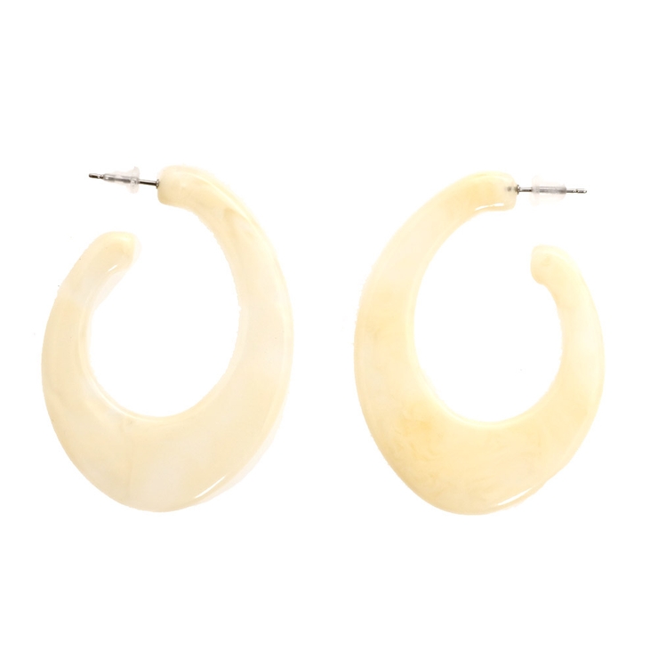 ホワイト | ピアス サージカルステンレス カッティングオーバル 1ペア レディース 両耳用 | ピアス専門店HOMESLICEPRODUCTIONS