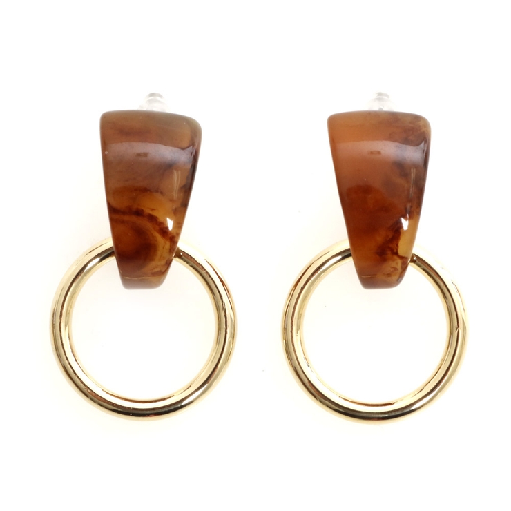 ブラウン | ピアス サージカルステンレス グラフィック×フープ 1ペア レディース 両耳用 | ピアス専門店HOMESLICEPRODUCTIONS