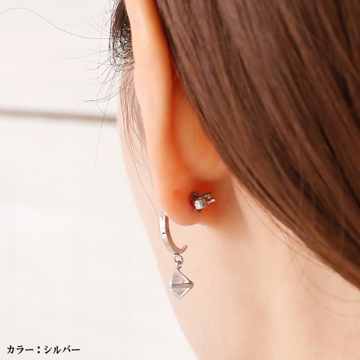 ピアス サージカルステンレス ムーン＆ジュエル 1ペア レディース 両耳用 | ピアス専門店HOMESLICEPRODUCTIONS | 詳細画像5 