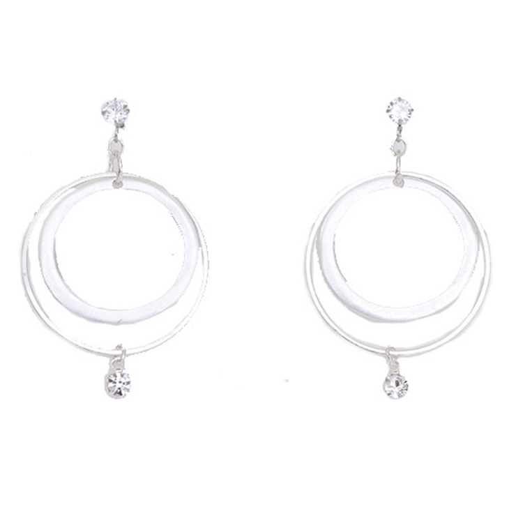 シルバー | ピアス サージカルステンレス ダブルサークルフレーム＆ジュエル | ピアス専門店HOMESLICEPRODUCTIONS