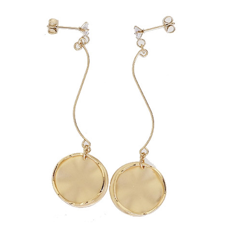 ゴールド | ピアス サージカルステンレス ウェーブスティック×ラウンドプレート＆フレーム | ピアス専門店HOMESLICEPRODUCTIONS