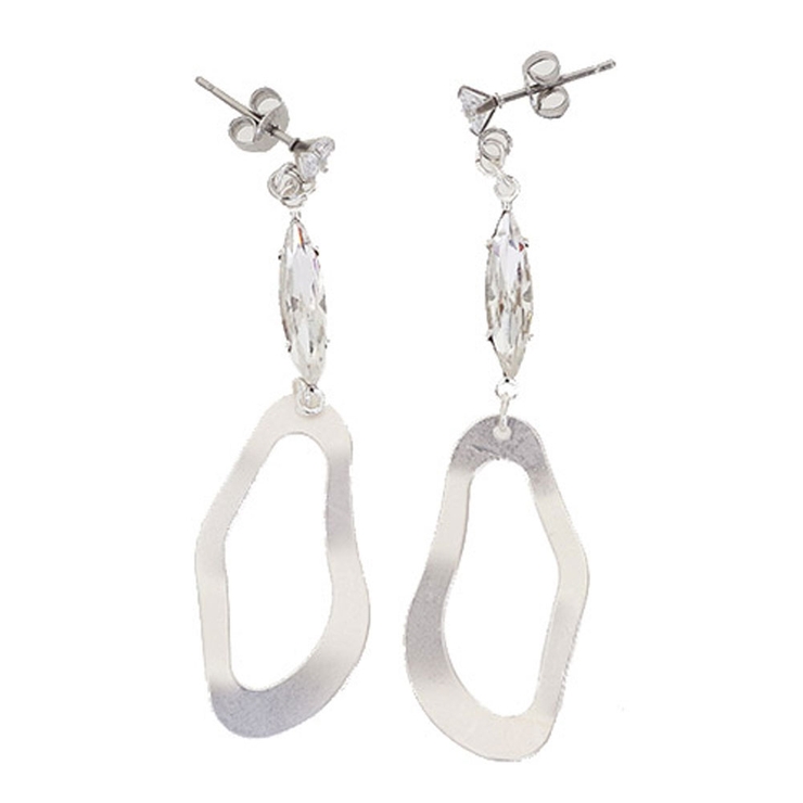 シルバー | ピアス サージカルステンレス 変形サークルフレーム＆ジュエル | ピアス専門店HOMESLICEPRODUCTIONS