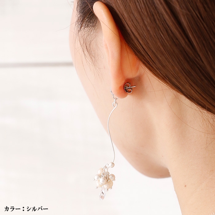 ピアス サージカルステンレス ウェーブスティック×淡水パールビーズ＆ジュエル | ピアス専門店HOMESLICEPRODUCTIONS | 詳細画像5 