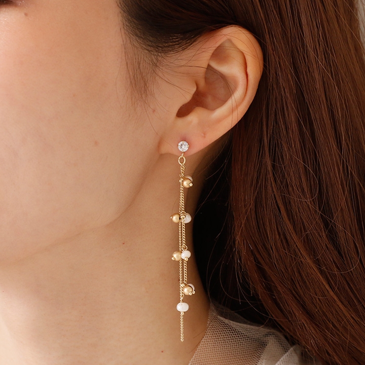 ピアス サージカルステンレス 淡水パール＆ビーズ×チェーン | ピアス専門店HOMESLICEPRODUCTIONS | 詳細画像4 