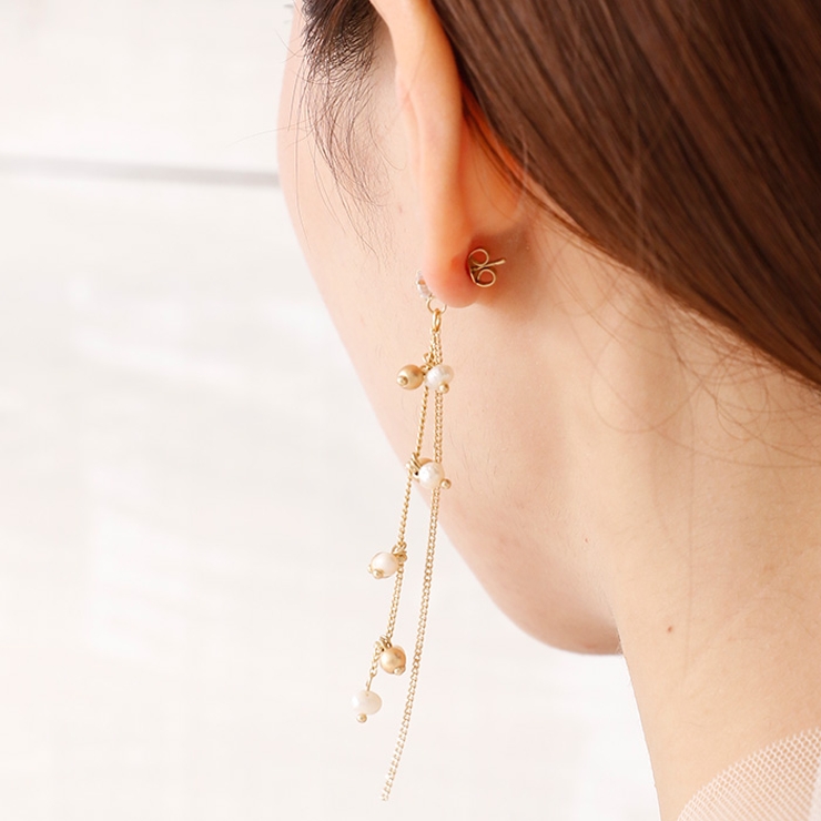 ピアス サージカルステンレス 淡水パール＆ビーズ×チェーン | ピアス専門店HOMESLICEPRODUCTIONS | 詳細画像5 