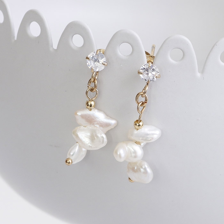 ピアス サージカルステンレス ジュエル＆淡水パール 1ペア レディース 両耳用 | ピアス専門店HOMESLICEPRODUCTIONS | 詳細画像3 