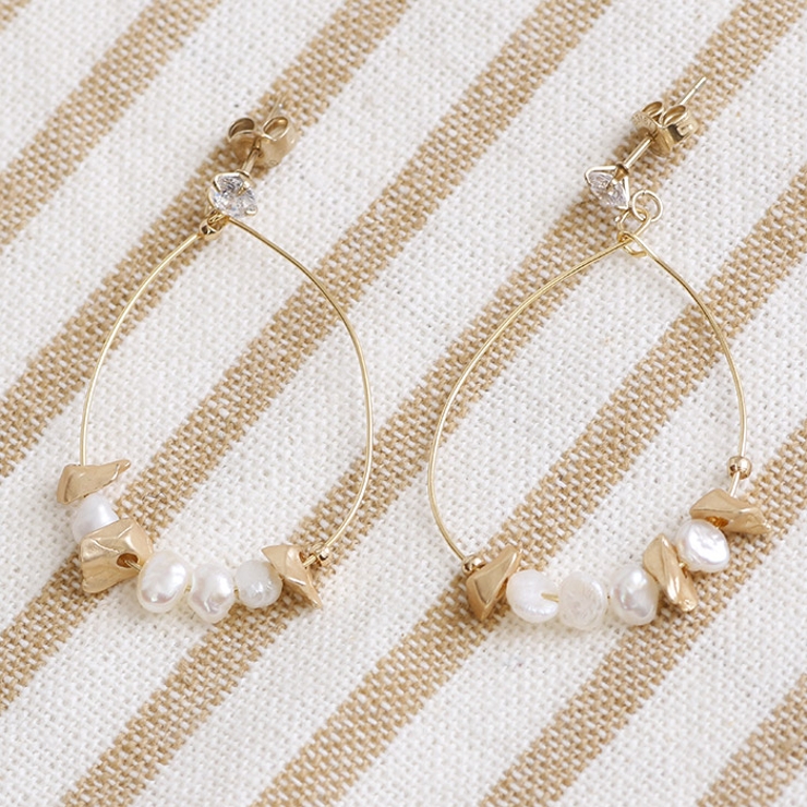 ピアス サージカルステンレス 淡水パール×ティアドロップフープ | ピアス専門店HOMESLICEPRODUCTIONS | 詳細画像3 