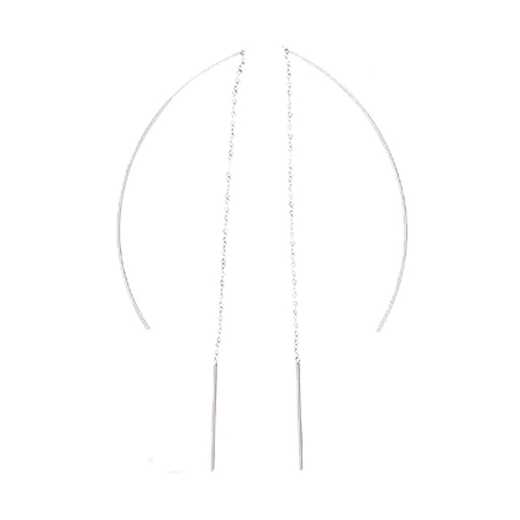 シルバー | ピアス サージカルステンレス シンプルチェーン＆スティック×カーブスティック | ピアス専門店HOMESLICEPRODUCTIONS