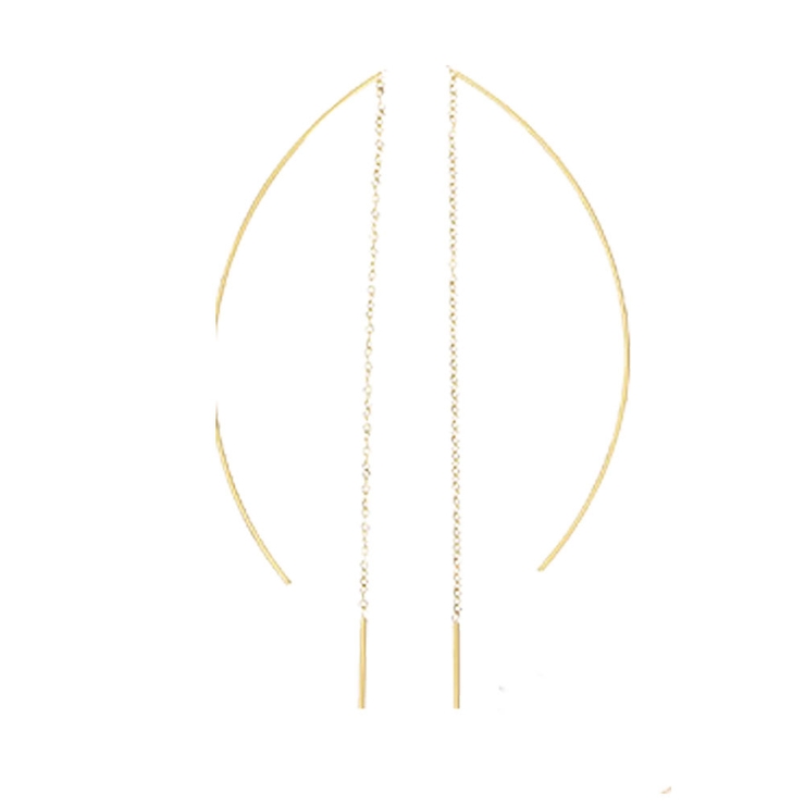 ゴールド | ピアス サージカルステンレス シンプルチェーン＆スティック×カーブスティック | ピアス専門店HOMESLICEPRODUCTIONS