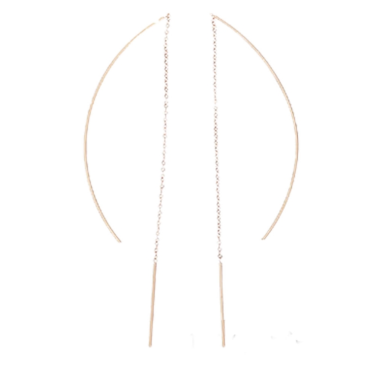 ピンクゴールド | ピアス サージカルステンレス シンプルチェーン＆スティック×カーブスティック | ピアス専門店HOMESLICEPRODUCTIONS