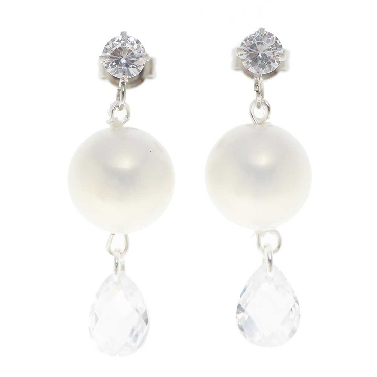 シルバー | ピアス サージカルステンレス パール＆ティアドロップジュエル | ピアス専門店HOMESLICEPRODUCTIONS