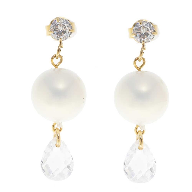 ゴールド | ピアス サージカルステンレス パール＆ティアドロップジュエル | ピアス専門店HOMESLICEPRODUCTIONS