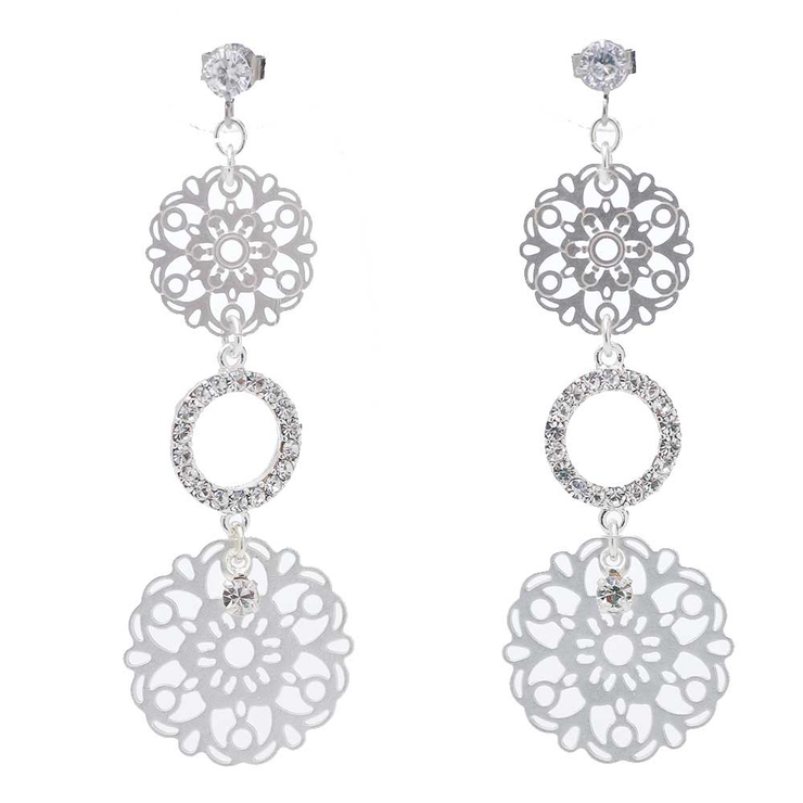 シルバー | ピアス サージカルステンレス 透かしフラワー×ジュエルサークル | ピアス専門店HOMESLICEPRODUCTIONS