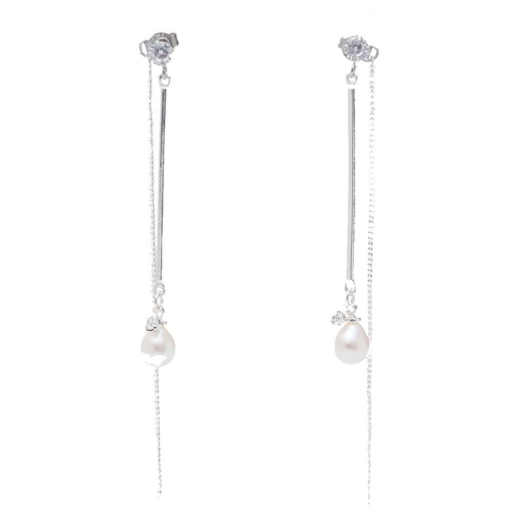 シルバー | ピアス サージカルステンレス スティック×淡水パール | ピアス専門店HOMESLICEPRODUCTIONS