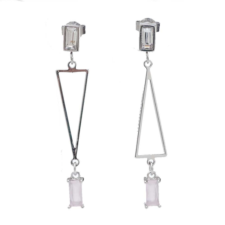 シルバー | ピアス サージカルステンレス トライアングル＆ビジュー | ピアス専門店HOMESLICEPRODUCTIONS