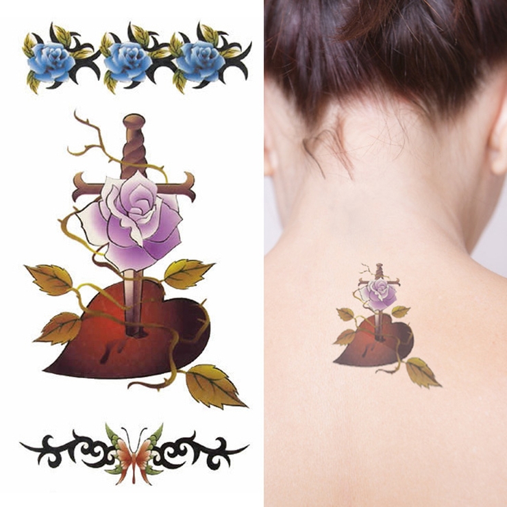 タトゥーシールスタックインハート&amp;ローズ 薔薇バラ | ピアス専門店HOMESLICEPRODUCTIONS | 詳細画像1 