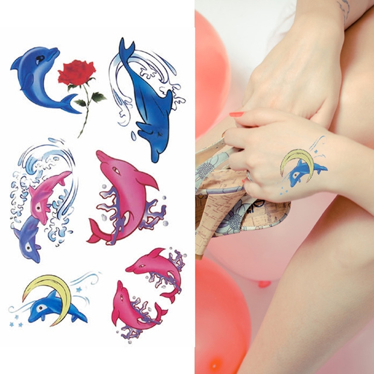 タトゥーシールカラードルフィン イルカ | ピアス専門店HOMESLICEPRODUCTIONS | 詳細画像1 